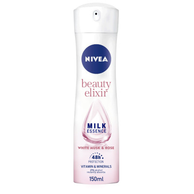 NIVEA Deodorant for Spray Women, Beauty Elixir White Musk & Rose Scent 150ml