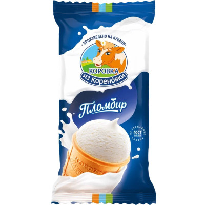 Korovka iz Korenovki Vanilla ice cream in a waffle cup 100g