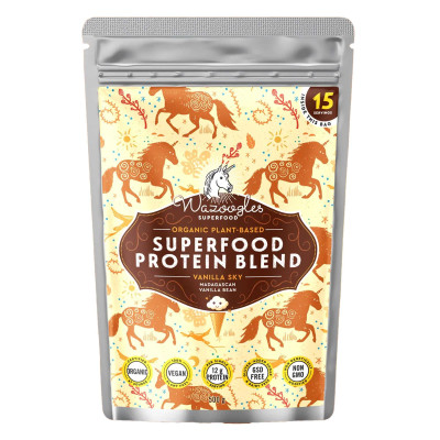 Wazoogles Organic Gluten Free & Vegan Superfood Protein Blend, Vanilla Sky 500g