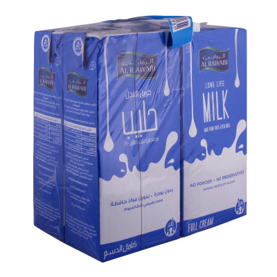 Al Rawabi Long Life Milk Full Cream 4 x 1L