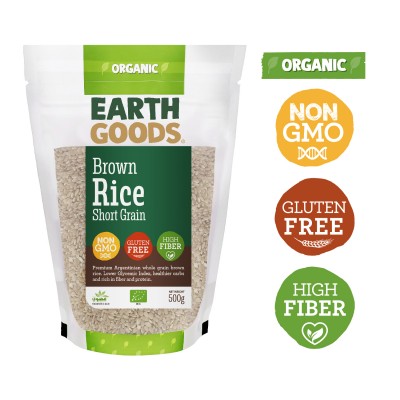 Earth Goods Organic Short Grain Brown Rice GF 500g