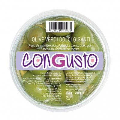 Madama Oliva Giant Green Sweet Olives Round Tray 350g