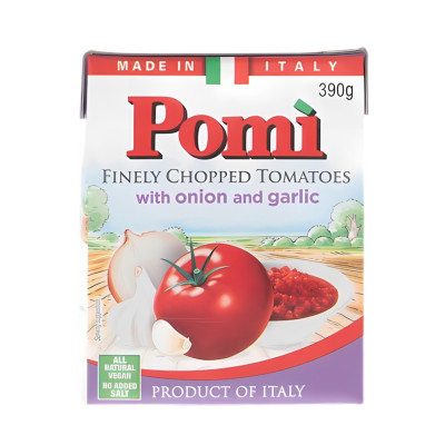 Pomi Finely Chopped tomatoes With Onion And Garlic 390g