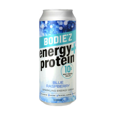 Bodiez Energy + Protein - 10g Whey Protein Isolate Blue Rasberry Sparkling Energy Drink 500ml 